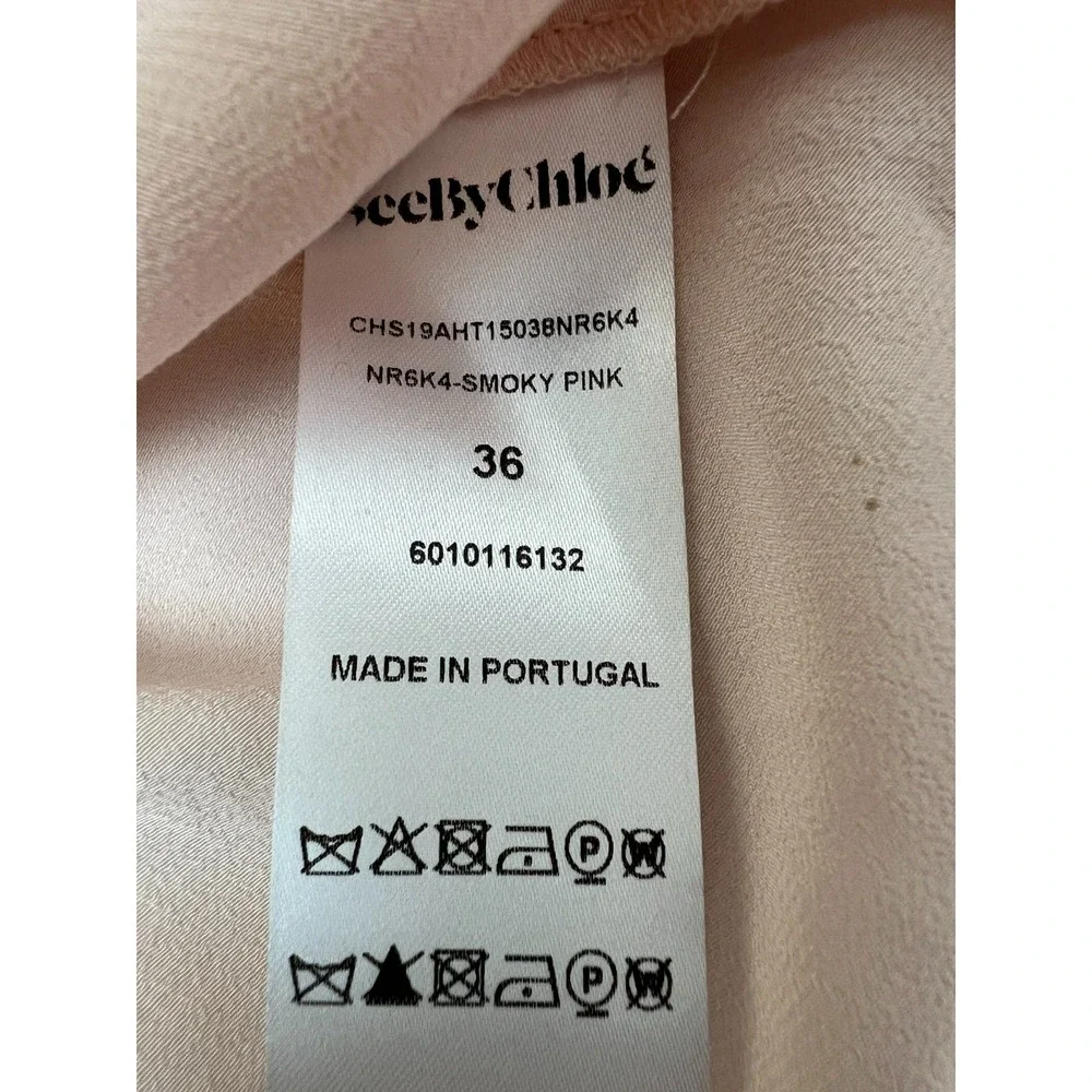 NWT See by Chloe Pullover Blouse Smoky Pink Embroidered Yokes Long Sleeve SZ 36